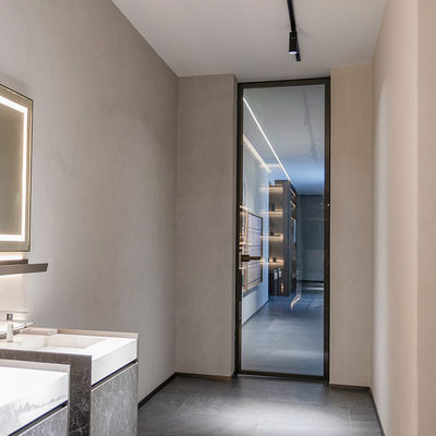 Tempered Glass Tuvalet Banyo Kapısı Alüminyum Flush Swing Magnetic Screen