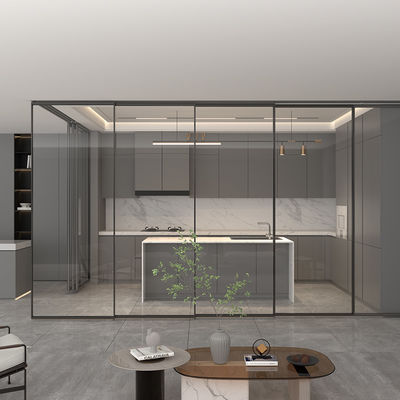Slimline Casement Alüminyum Çerçeveli İç Kapılar Flush Camlı