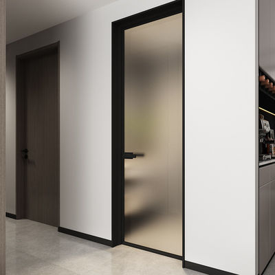 125 mm Alüminyum çerçeveli iç kapılar Prehung Frosted Glass İç Kapı El ile