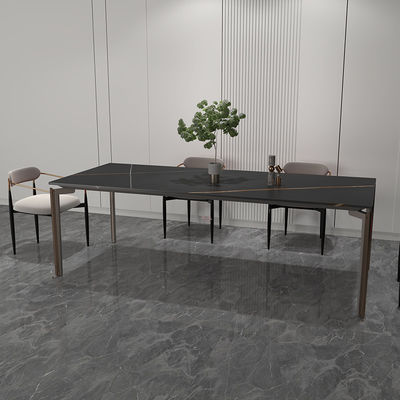Minimalist Alüminyum Ev Mobilyaları Lüks Modern Dikdörtgen Kaya Üstü Alüminyum Yemek Masası