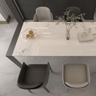 İçeride Alüminyum Ev Mobilyaları Bacak Kaya Plağı Modern Sintered Stone Yemek Masası